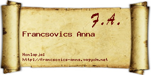 Francsovics Anna névjegykártya